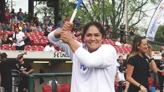 Jocelyn Alo takes on 16U & 18U AFCS Home Run Derby Winners