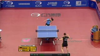 Did Petrissa Solja try to hit Mima Ito's head with the ball - and twice? (German Open 2015)
