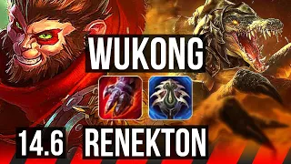 WUKONG vs RENEKTON (TOP) | 6 solo kills, 900+ games | KR Master | 14.6