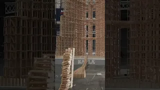 Toppling the world's tallest tower made from wooden blocks (27 METRES!) 😳