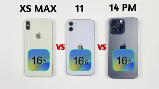 iPhone Xs Max Vs iPhone 11 Vs 14 Pro Max - iOS 16.6 SPEED TEST (2023)