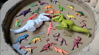 Dinossauros de Plástico Presos na Lama Anquilossauro Espinossauro Velociraptor Dilofossauro