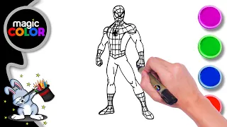 How to draw Spider-Man - Easy Draw Magic Color for kids - Magic Color