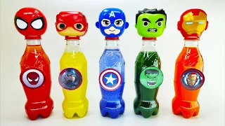 How To Make 5 Coca Cola Rainbow Bottles With Superhero Wrong Head | Satisfying Beads sound ASMR