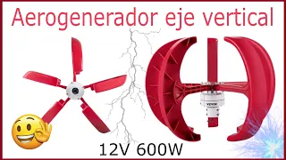 AEROGENERADOR VERTICAL VEVOR 12V 600W || CARACTERÍSTICAS Y PRUEBA DE CARGA ELÉCTRICA