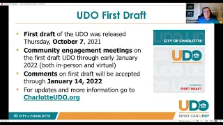 An Overview of the Charlotte UDO (UDO Virtual Conversations, Session 2 Dec. 2, 2021)