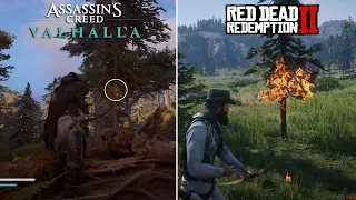 ASSASSIN'S CREED VALHALLA VS RED DEAD REDEMPTION 2 (DETAIL, PHYSICS, LOGIC)