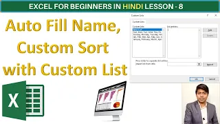 Custom List, Freeze panes, arrange window | Excel for Beginners in Hindi | Lesson-8