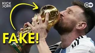 WHY Messi lifted a fake World Cup trophy