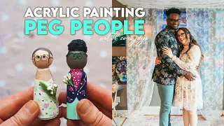 How to Paint Peg Doll People | Acrylic Painting Wooden Peg Dolls | Free Culture Days Class 2022