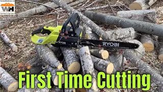 First Cutting With The RYOBI 18 in. 40-Volt HP Brushless Lithium-Ion Electric Cordless Chainsaw