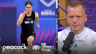 Luke McCaffrey beats Christian McCaffrey's 40-yard dash time | Pro Football Talk | NFL on NBC