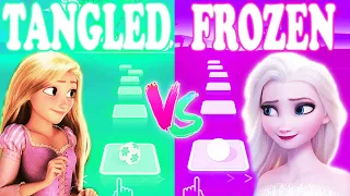 Tangled  Rapunzel Vs Frozen Elsa | Try Everything, Let It Go - Tiles Hop EDM Rush!