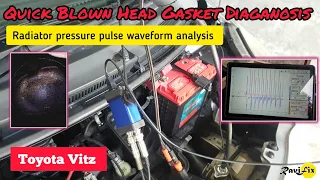 Quick Diagonosis of Blown Head gasket on Toyota Vitz by analizing Radiator presure pulse waveform.