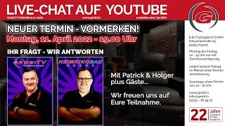 Live Chat. Ihr fragt - wir antworten. Patrick, Holger und Gäste sind für euch da.