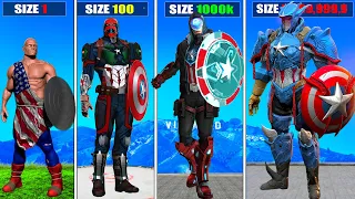 SIZE 1 CAPTAIN AMERICA into SIZE 999,999,999 CAPTAIN AMERICA in GTA 5!