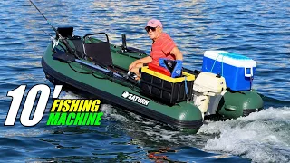 Saturn 10' Extra Heavy-Duty Inflatable Fishing Boat FB300. Great Inflatable Raft for Fishing.