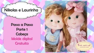 Passo a passo boneca de pano- lindo boneco de pano-  Nikolas e Laurinha parte 1 (cabeça )