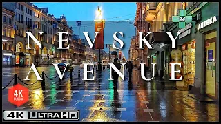 ⁴ᴷ 2022 St Petersburg Nevsky Avenue Walking Tour. City Sounds